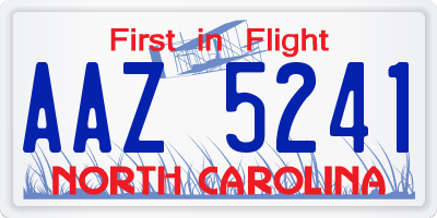 NC license plate AAZ5241