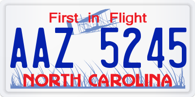 NC license plate AAZ5245