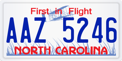 NC license plate AAZ5246