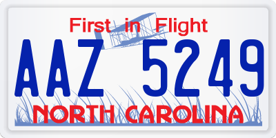 NC license plate AAZ5249