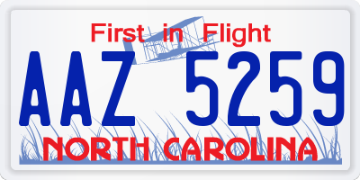 NC license plate AAZ5259