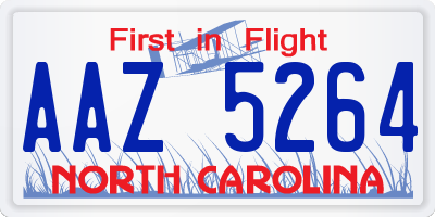 NC license plate AAZ5264