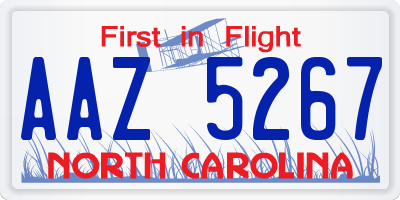 NC license plate AAZ5267