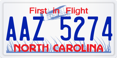 NC license plate AAZ5274