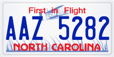 NC license plate AAZ5282