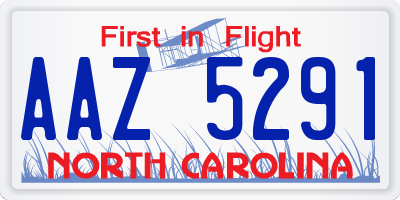 NC license plate AAZ5291
