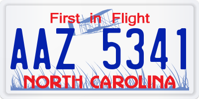 NC license plate AAZ5341