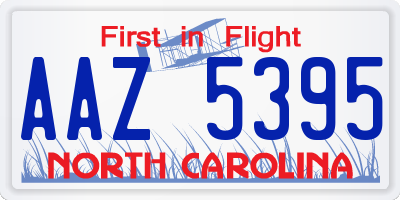 NC license plate AAZ5395