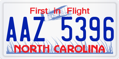NC license plate AAZ5396