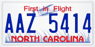 NC license plate AAZ5414