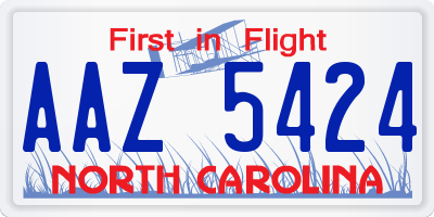 NC license plate AAZ5424