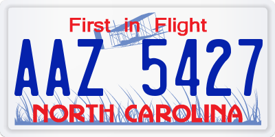 NC license plate AAZ5427
