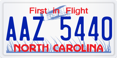 NC license plate AAZ5440