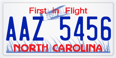 NC license plate AAZ5456