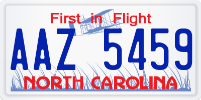 NC license plate AAZ5459