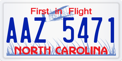 NC license plate AAZ5471