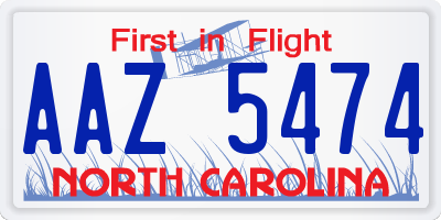 NC license plate AAZ5474