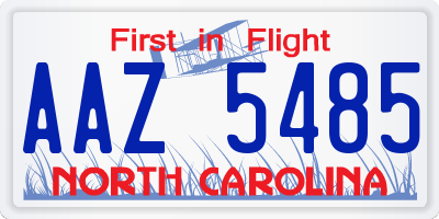 NC license plate AAZ5485