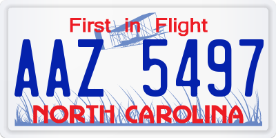 NC license plate AAZ5497