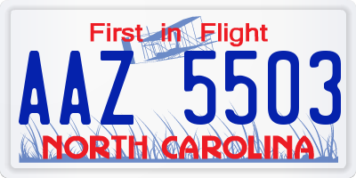 NC license plate AAZ5503