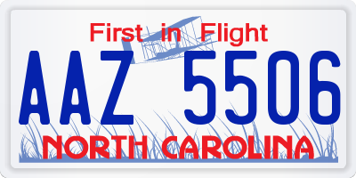 NC license plate AAZ5506