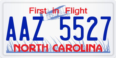 NC license plate AAZ5527