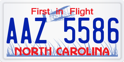 NC license plate AAZ5586