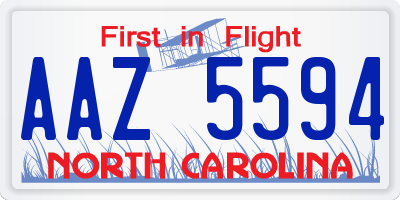 NC license plate AAZ5594