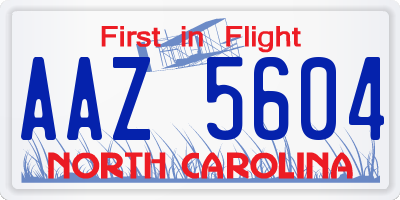 NC license plate AAZ5604