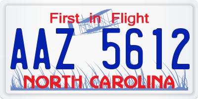 NC license plate AAZ5612