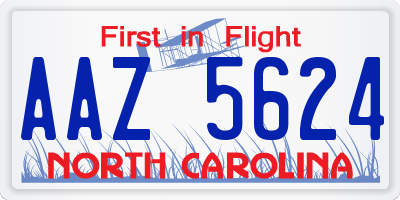 NC license plate AAZ5624