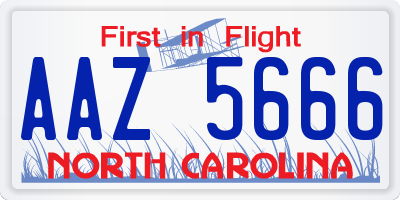 NC license plate AAZ5666