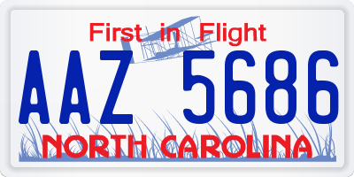 NC license plate AAZ5686