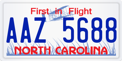 NC license plate AAZ5688
