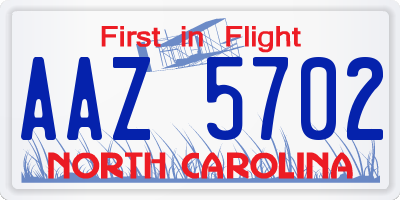 NC license plate AAZ5702
