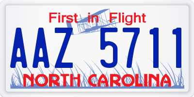 NC license plate AAZ5711