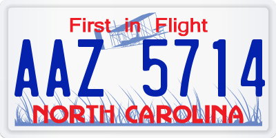 NC license plate AAZ5714