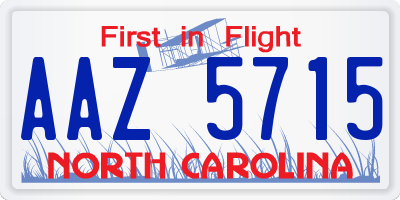 NC license plate AAZ5715