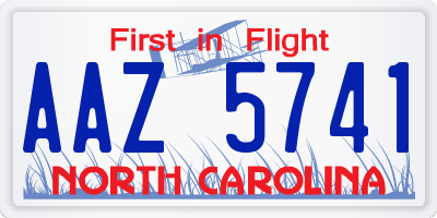 NC license plate AAZ5741