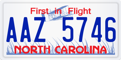 NC license plate AAZ5746