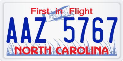 NC license plate AAZ5767