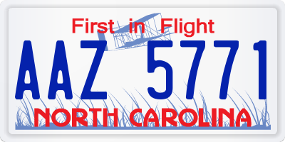 NC license plate AAZ5771
