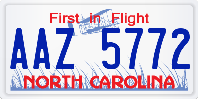 NC license plate AAZ5772