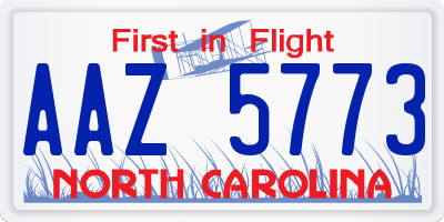 NC license plate AAZ5773
