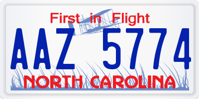 NC license plate AAZ5774