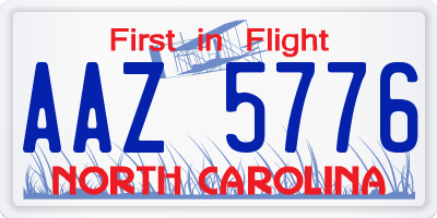 NC license plate AAZ5776