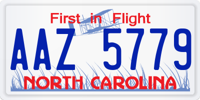 NC license plate AAZ5779