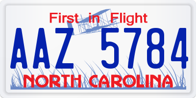 NC license plate AAZ5784