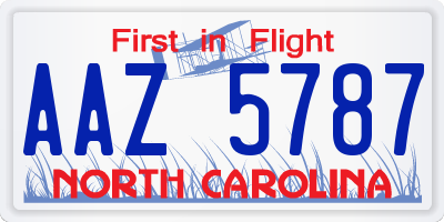 NC license plate AAZ5787
