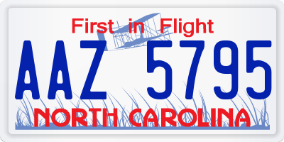 NC license plate AAZ5795